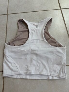 lululemon athletica White and Taupe Racerback Tank Top
